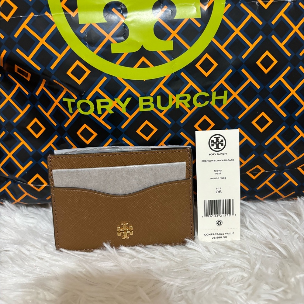 Tory Burch Emerson Slim Card Case Brown
